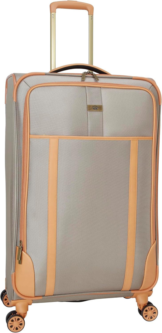 Dockers Seahorse Softside Expandable 8-Wheel Spinner Travel Carry On Luggage, New British Khaki, 28-Inch Checked