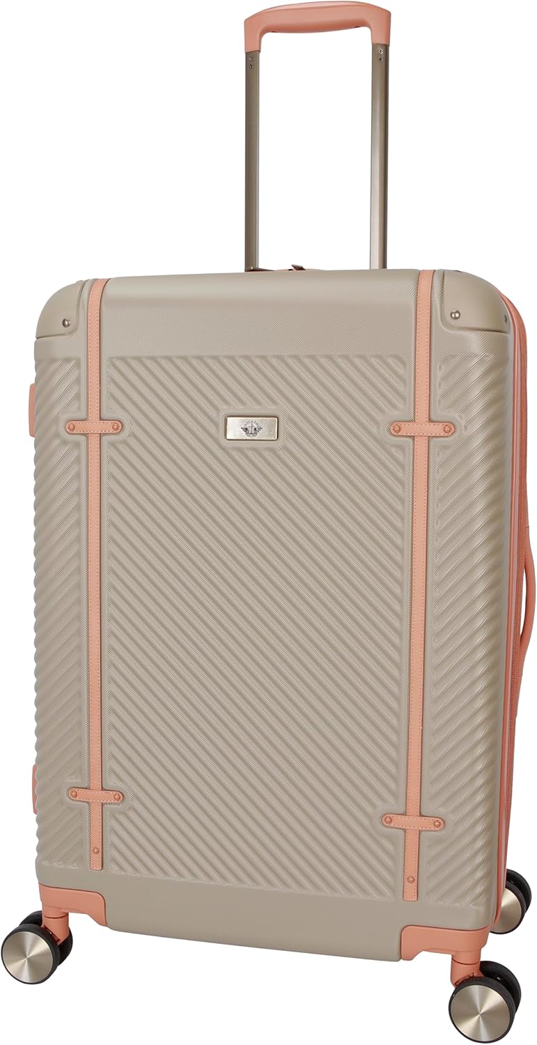 Dockers Spectra Hardside Expandable 8-Wheel Spinner Travel Carry On Luggage, Timberwolf, 24-Inch Checked