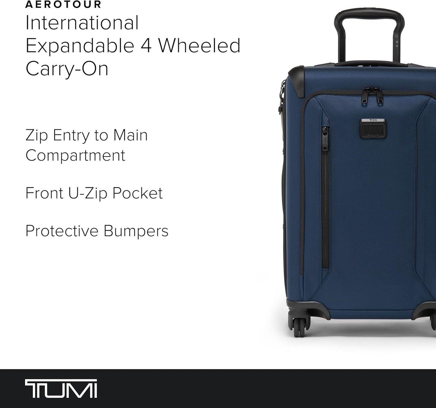 TUMI - Aerotour 4 Wheel Expandable Luggage - Men's and Women's Lightweight Business and Leisure Travel Suitcase - 21.75" International Expandable Carry-On, Navy