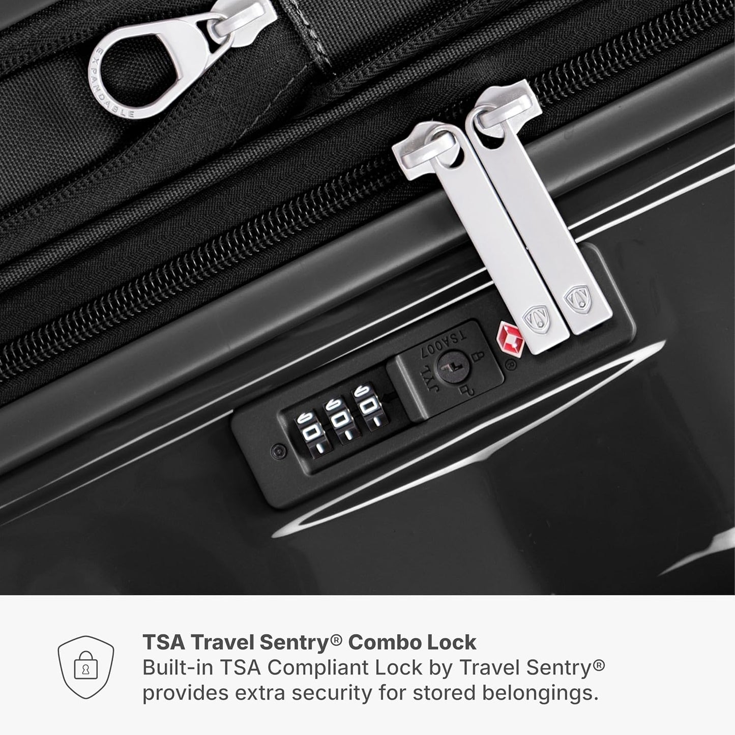Traveler's Choice Edinburgh II Hardside Spinner Luggage with TSA Lock, Black, 25" Medium