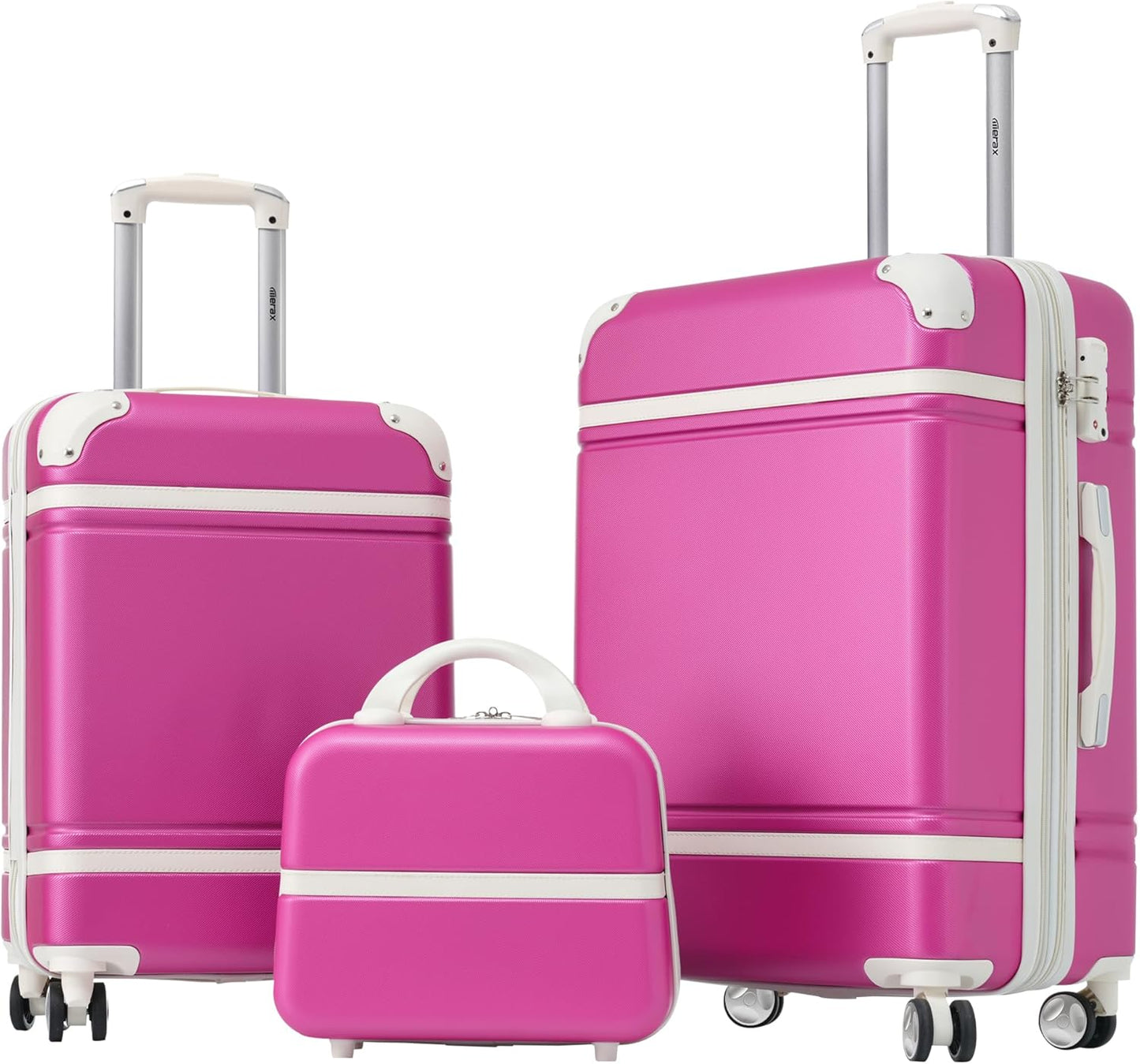 Merax Luggage Set 2 Piece Suitcase Set with Cosmetic Case Expandable Spinner Wheels Vintage Luggage Sets(Pink,20"+24")