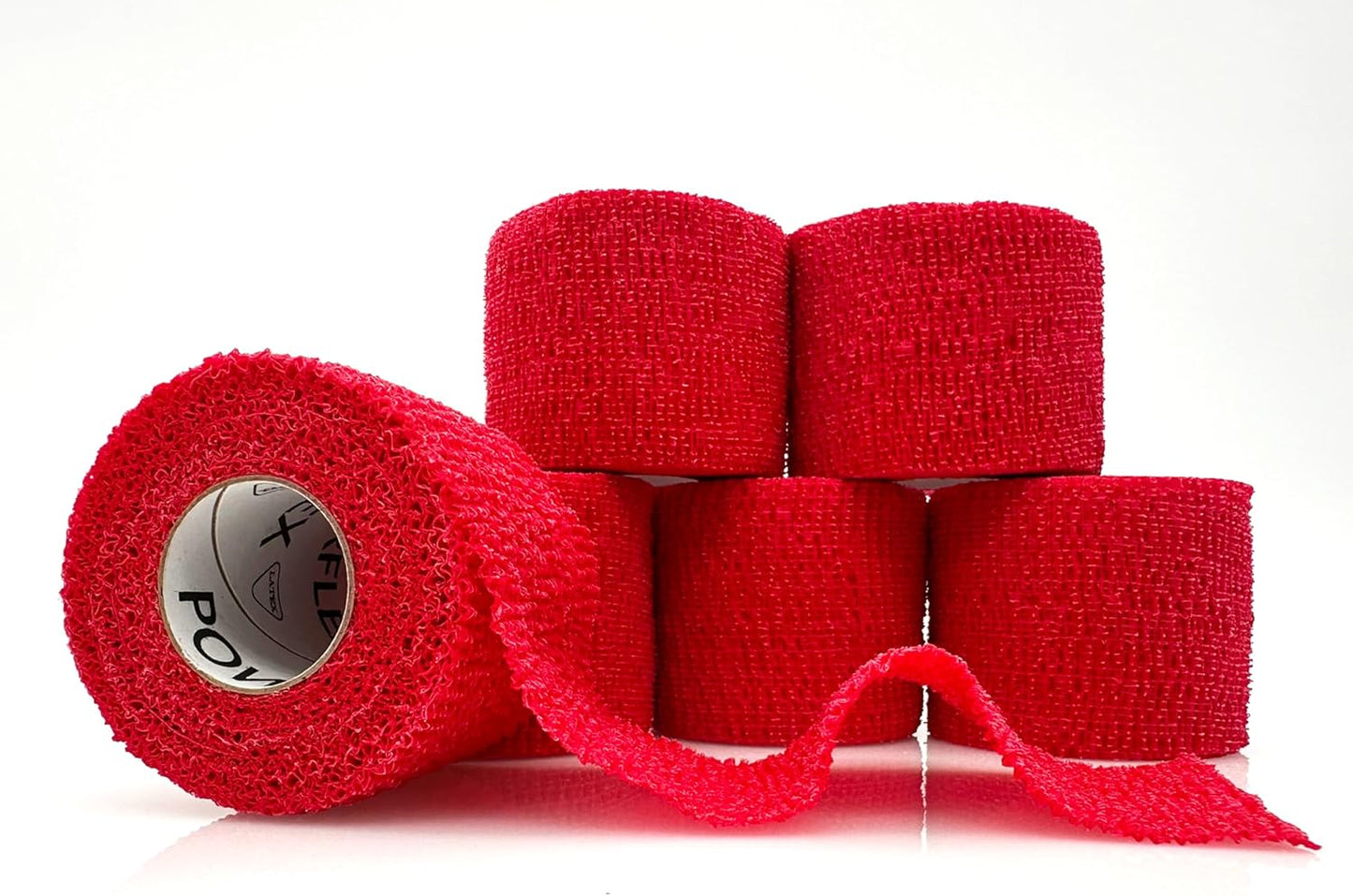 PowerFlex – Self-Adhering Sports Wrap for Injury Prevention & Post-Injury Stability – Medical-Grade, Sweat & Water Resistant First Aid Wrap for Athletes - Red, 2 inch, 6 Rolls