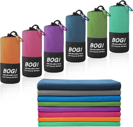 BOGI Microfiber Quick Dry Sports Towel, Purple, 60"x30"+16"x16"