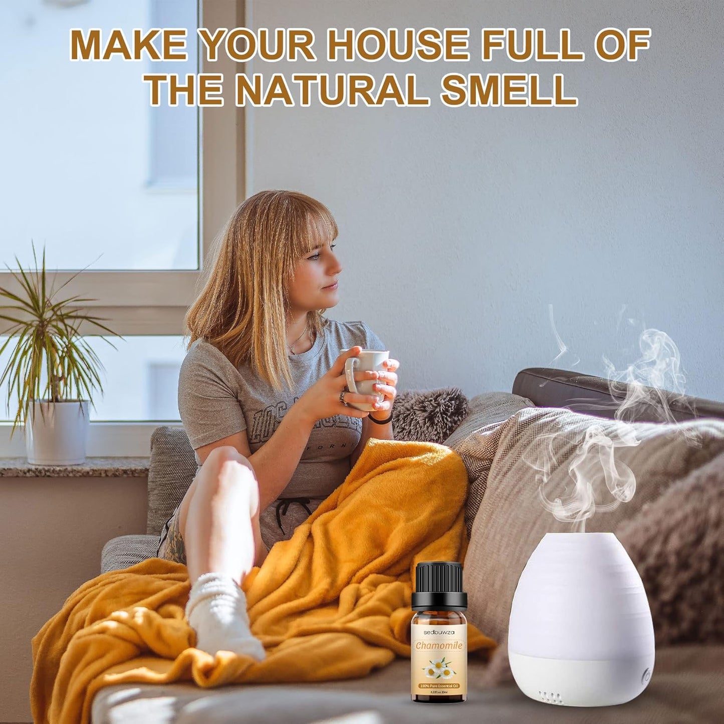 Sedbuwza Chamomile Essential Oil, Pure Organic Chamomile Fragrance Oil for Diffuser, Humidifier, Soap, Candle, Perfume