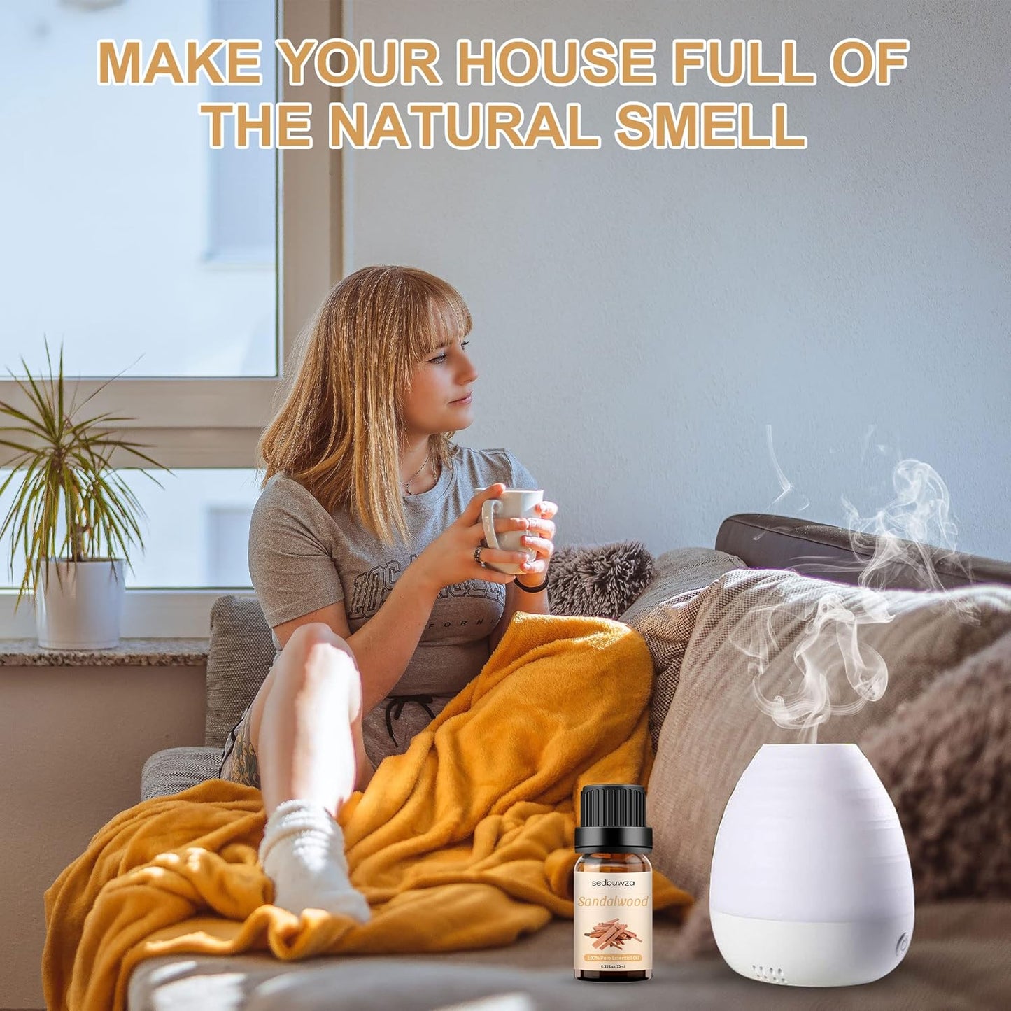 Sedbuwza Sandalwood Essential Oil, Pure Organic Sandalwood Fragrance Oil for Diffuser, Humidifier, Soap, Candle, Perfume