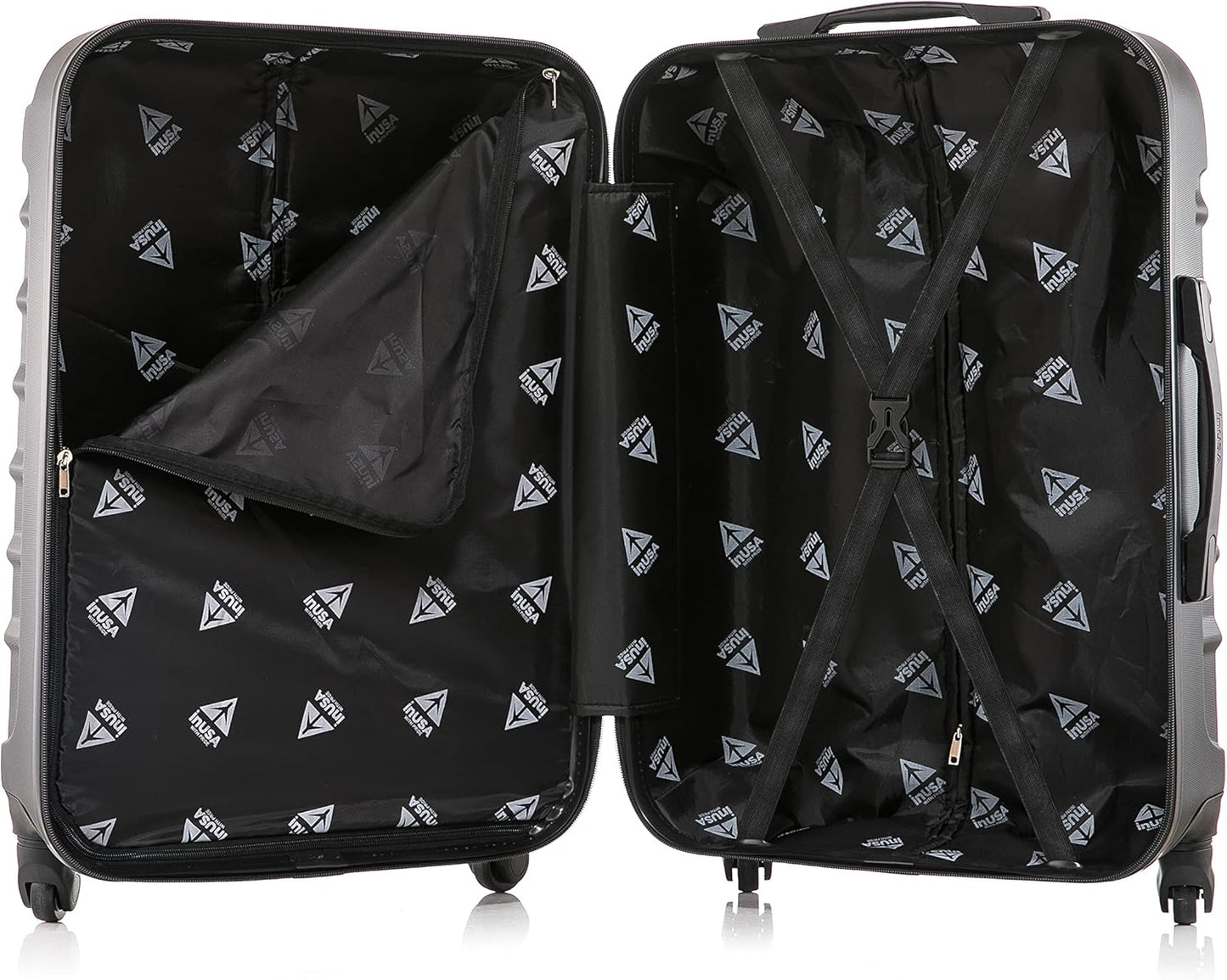 InUSA ENDURANCE Luggage with Spinner Wheels | Spacious Durable Lightweight Hardshell Suitcase, Travel Sets with Handle and Trolley | (20in, 24in, 28in) 3 Piece Luggage Set | Black