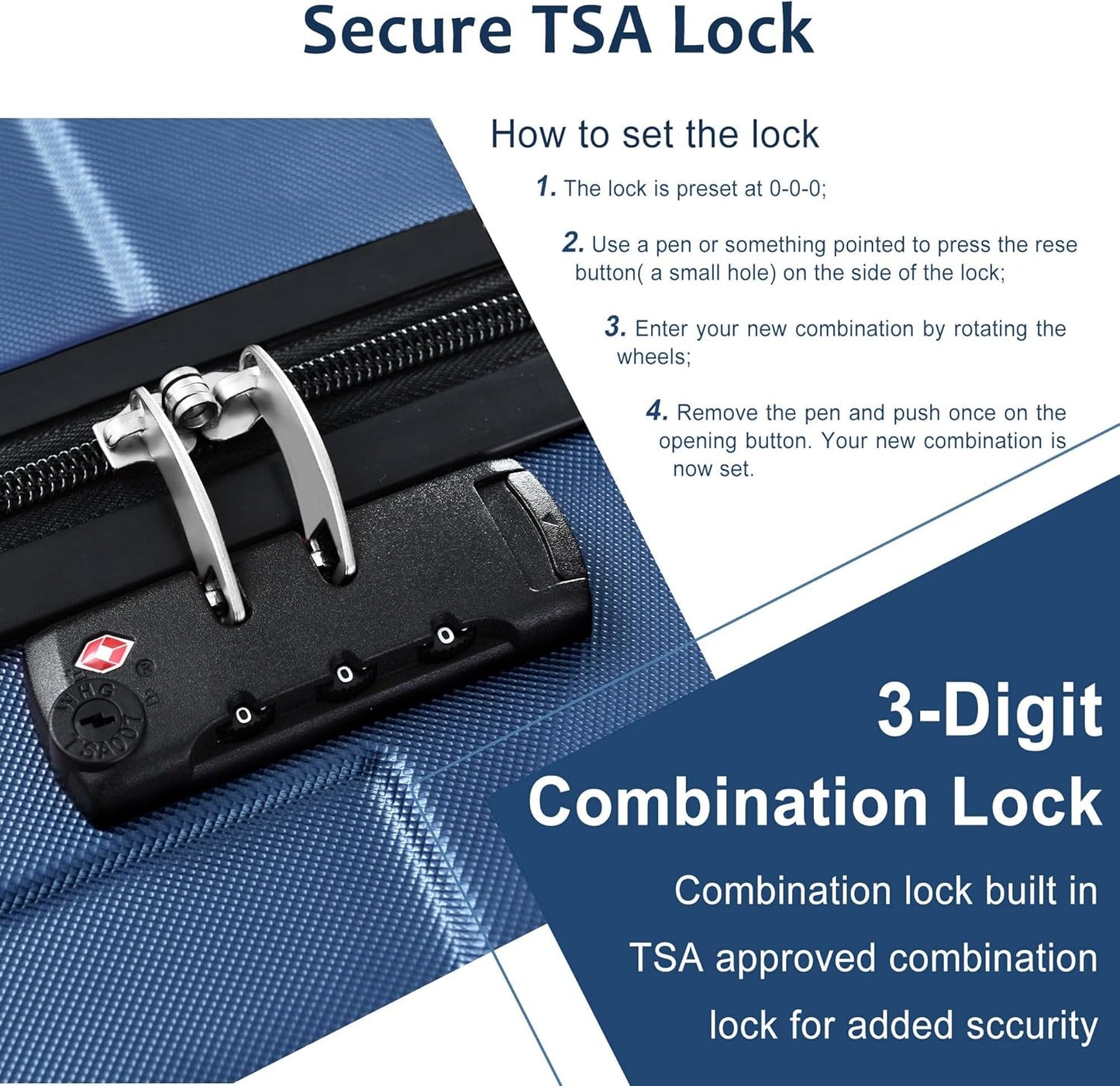 20in Carry On Luggage Hardshell Suitcase with Spinner Wheels Lightweight Lugagge Design Waterproof Durable for Travel (Blue)