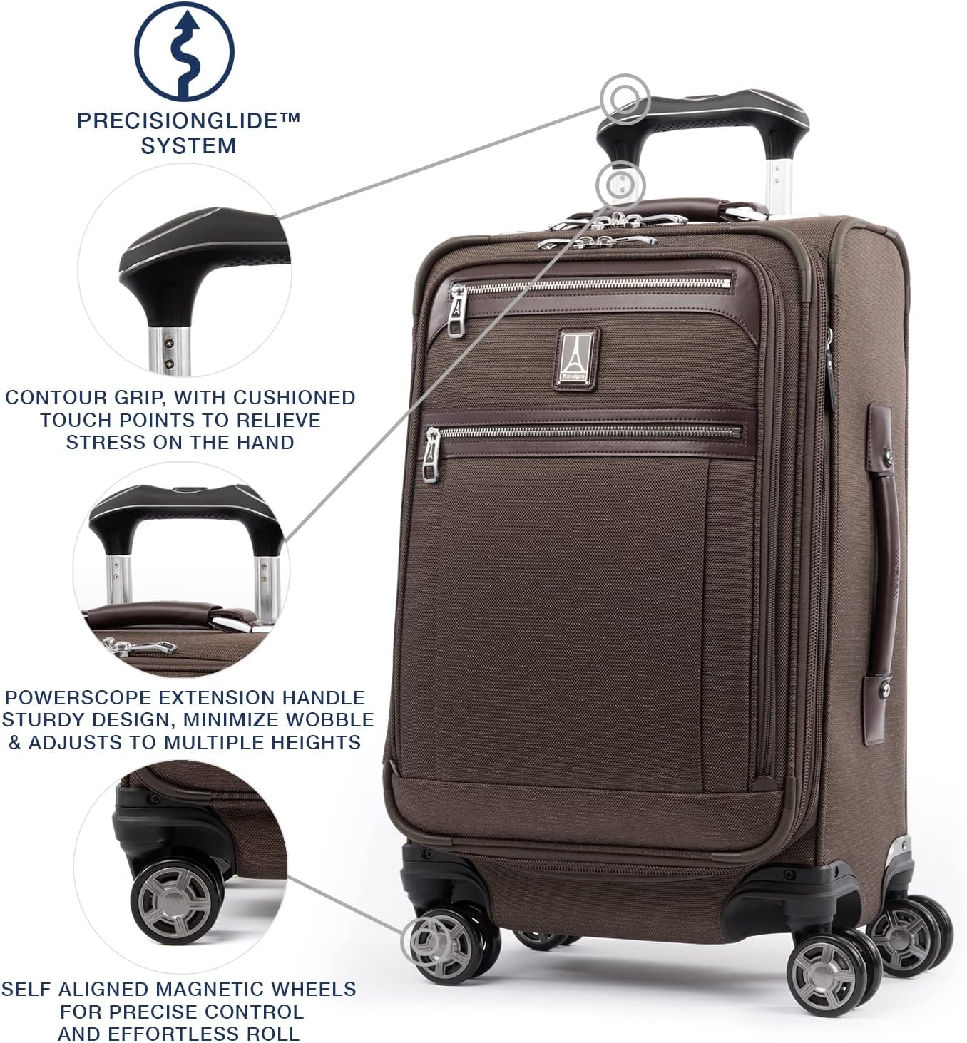Travelpro Platinum Elite Softside Expandable Carry on Luggage, 8 Wheel Spinner Suitcase, USB Port, Suiter, Men and Women, Rich Espresso Brown, Carry On 21-Inch