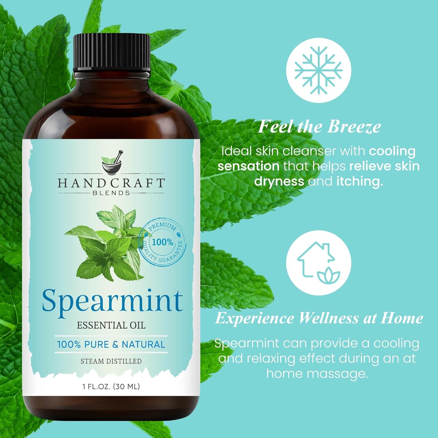 Handcraft Blends Spearmint Essential Oil – 1 Fl Oz – 100% Pure and Natural – Premium Grade Essential Oil for Diffuser and Aromatherapy, Skin, Massage, Candle and Soap Making Fragrance