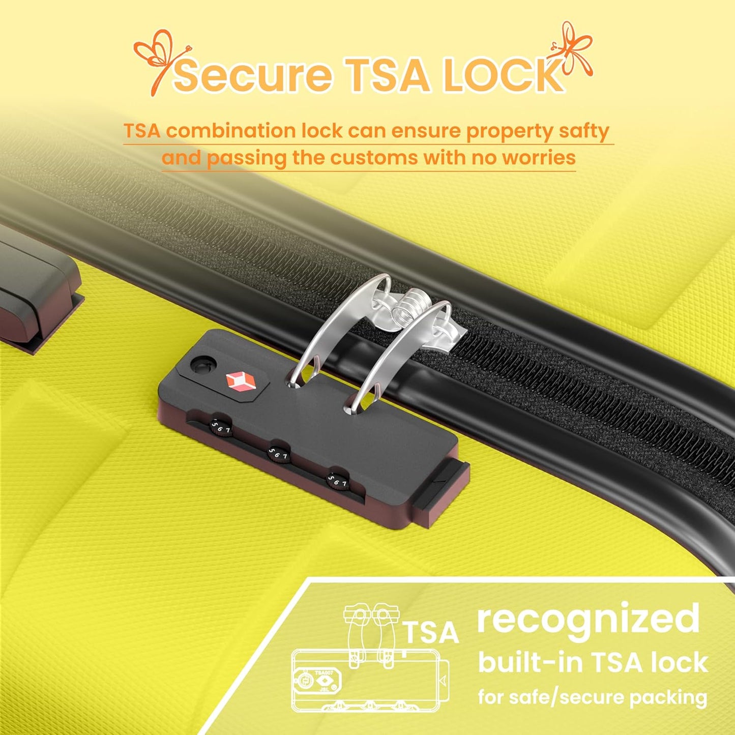 AnyZip Luggage Sets 3 Piece Hardshell Suitcase Set PC ABS Lightweight Travel Suitcases with 4 Double Spinner Wheels TSA Lock 20 24 28 Inch Black