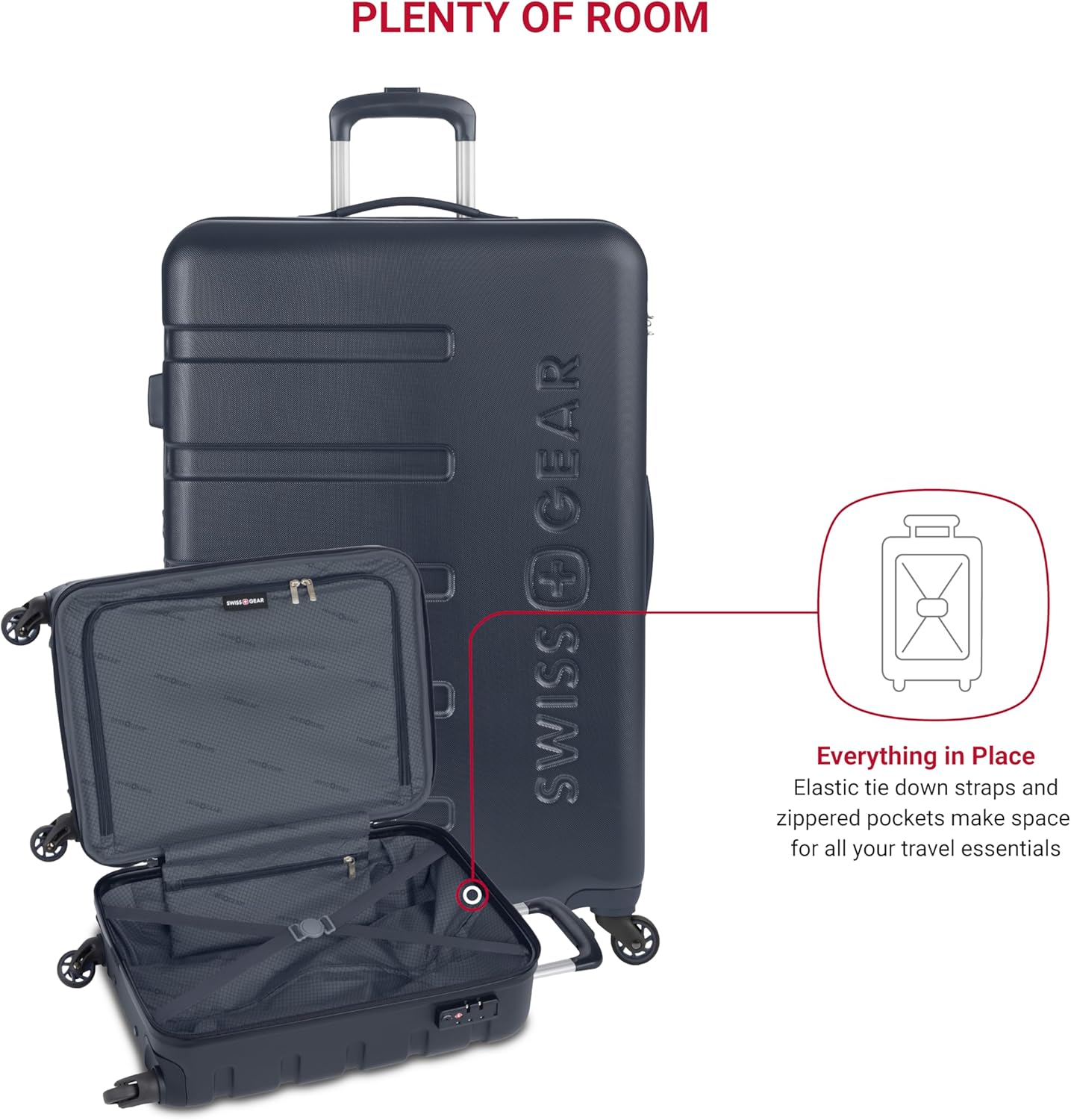 SwissGear 7366 Hardside Expandable Luggage with Spinner Wheels, Navy, 2-Piece Set (19/27)