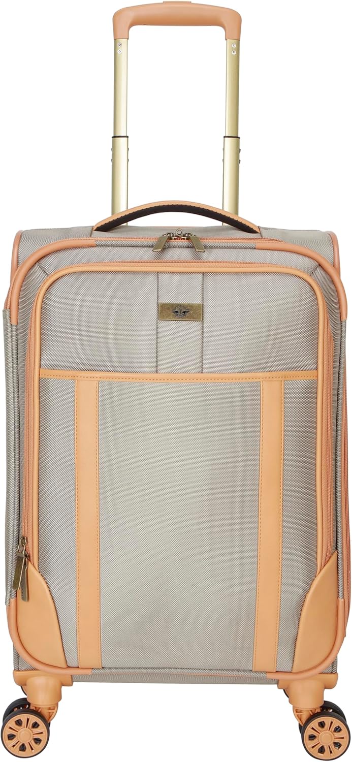 Dockers Seahorse Softside Expandable 8-Wheel Spinner Travel Luggage, New British Khaki, 20-Inch Carry On