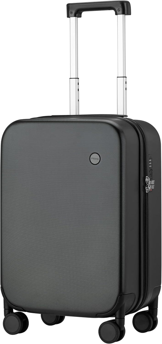 mixi Upgrade Carry on Luggage Suitcases with Spinner Wheels, Hardside Rolling Suitcase PC with TSA Lock Lightweight Travel Case 20in Carry-On, Fine Grid Black