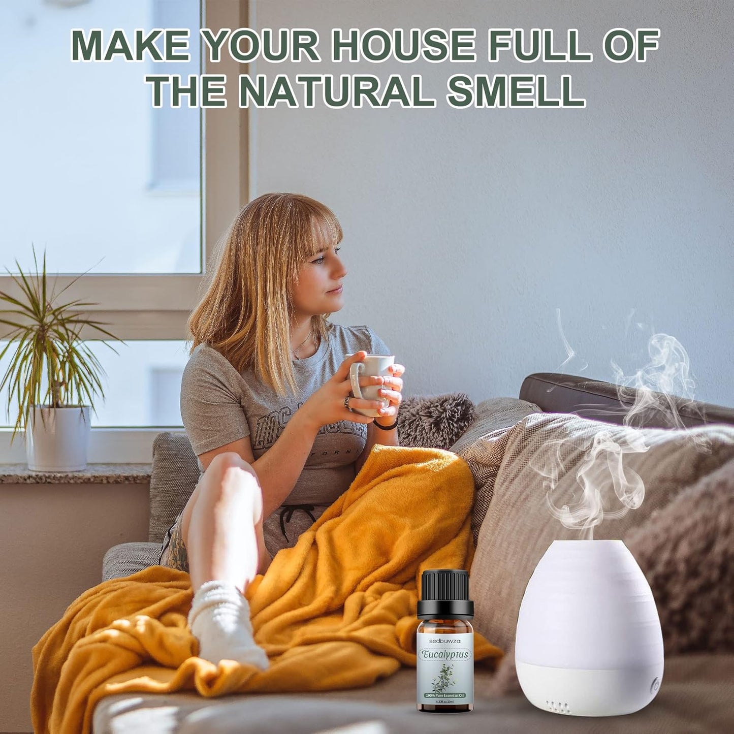 Sedbuwza Eucalyptus Essential Oil, Pure Organic Eucalyptus Fragrance Oil for Diffuser, Humidifier, Soap, Candle, Perfume