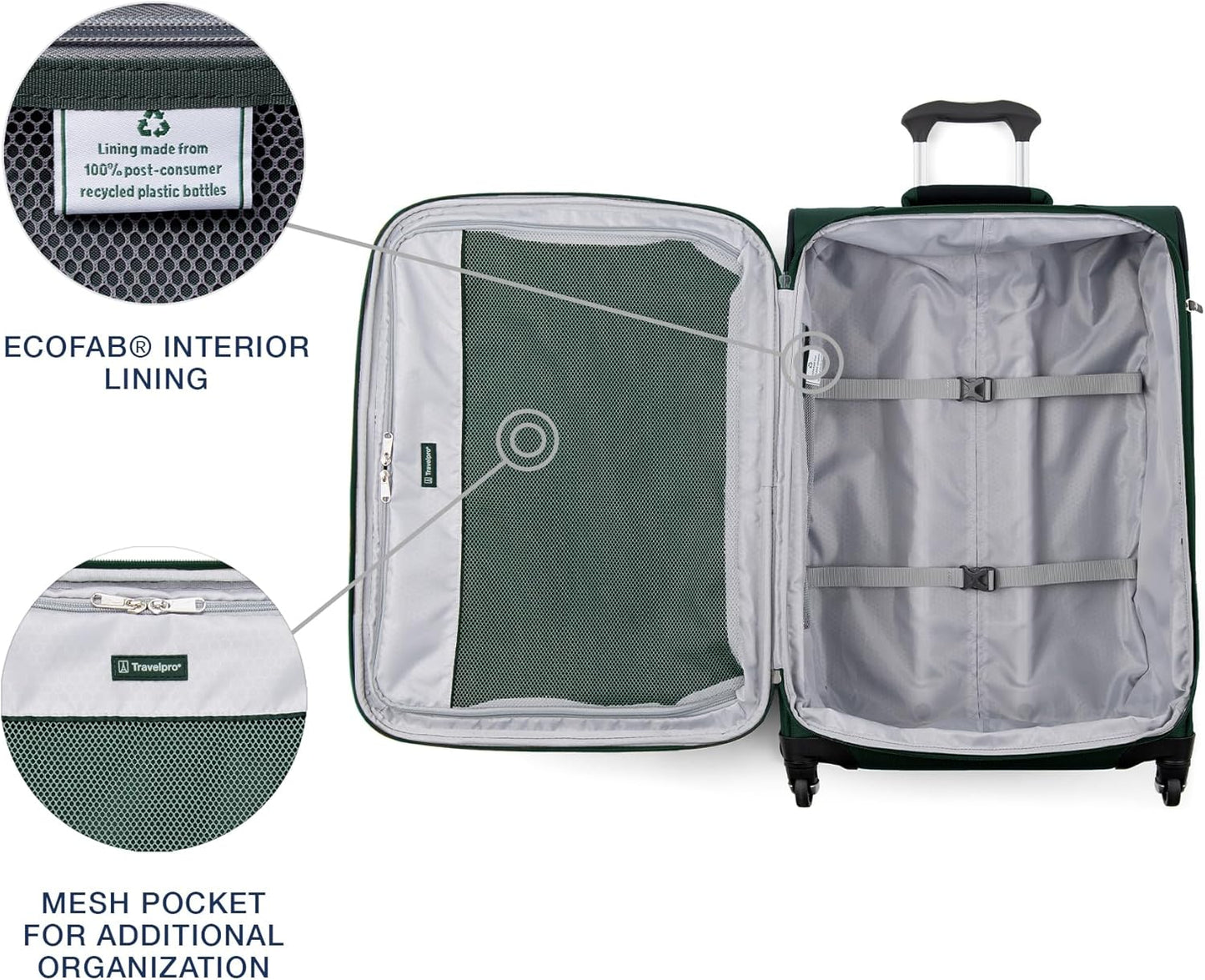 Travelpro Maxlite 5 Softside Expandable Luggage with 4 Spinner Wheels, Lightweight Suitcase, Men and Women, Forest Green, 2-Piece Set (21/29)