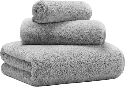 New Microfiber Bath Towel Set, 3 Piece, Oversize, Quick Dry, Lint Free, Includes Body, Hand and Face Towels