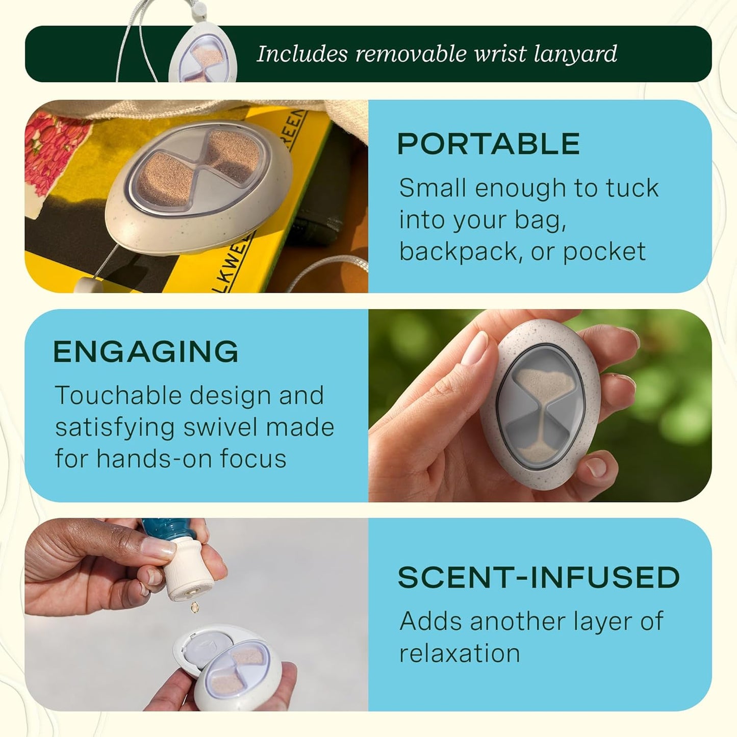 Lifelines Scent-Infused Grounding Stone & Oil Blend Gift Set - Fidgets for Tweens, Teens & Adults with Essential Oil Blend - Stocking Stuffers, White Elephant & Holiday Gifts for Christmas