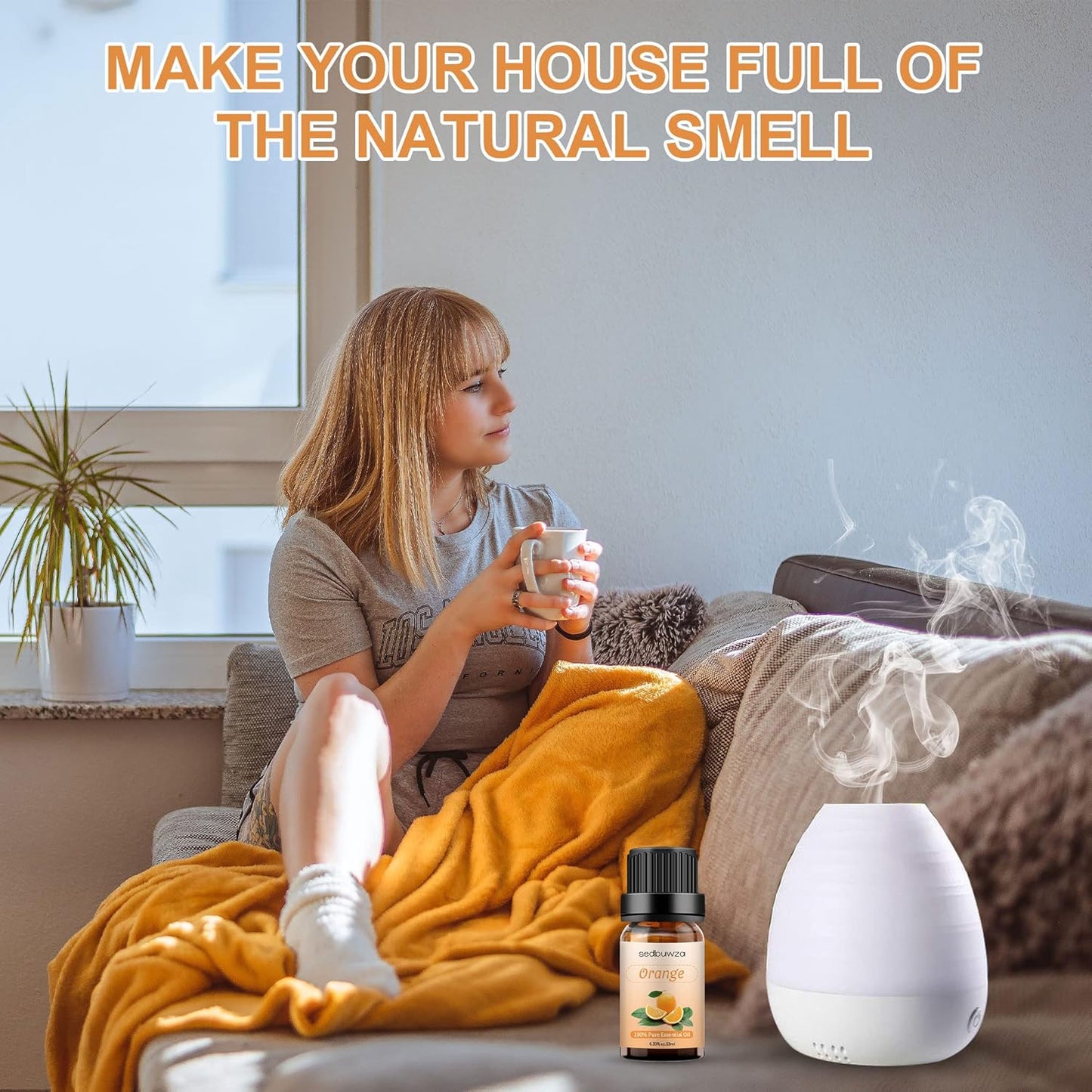 Sedbuwza Orange Essential Oil, Pure Organic Orange Fragrance Oil for Diffuser, Humidifier, Soap, Candle, Perfume