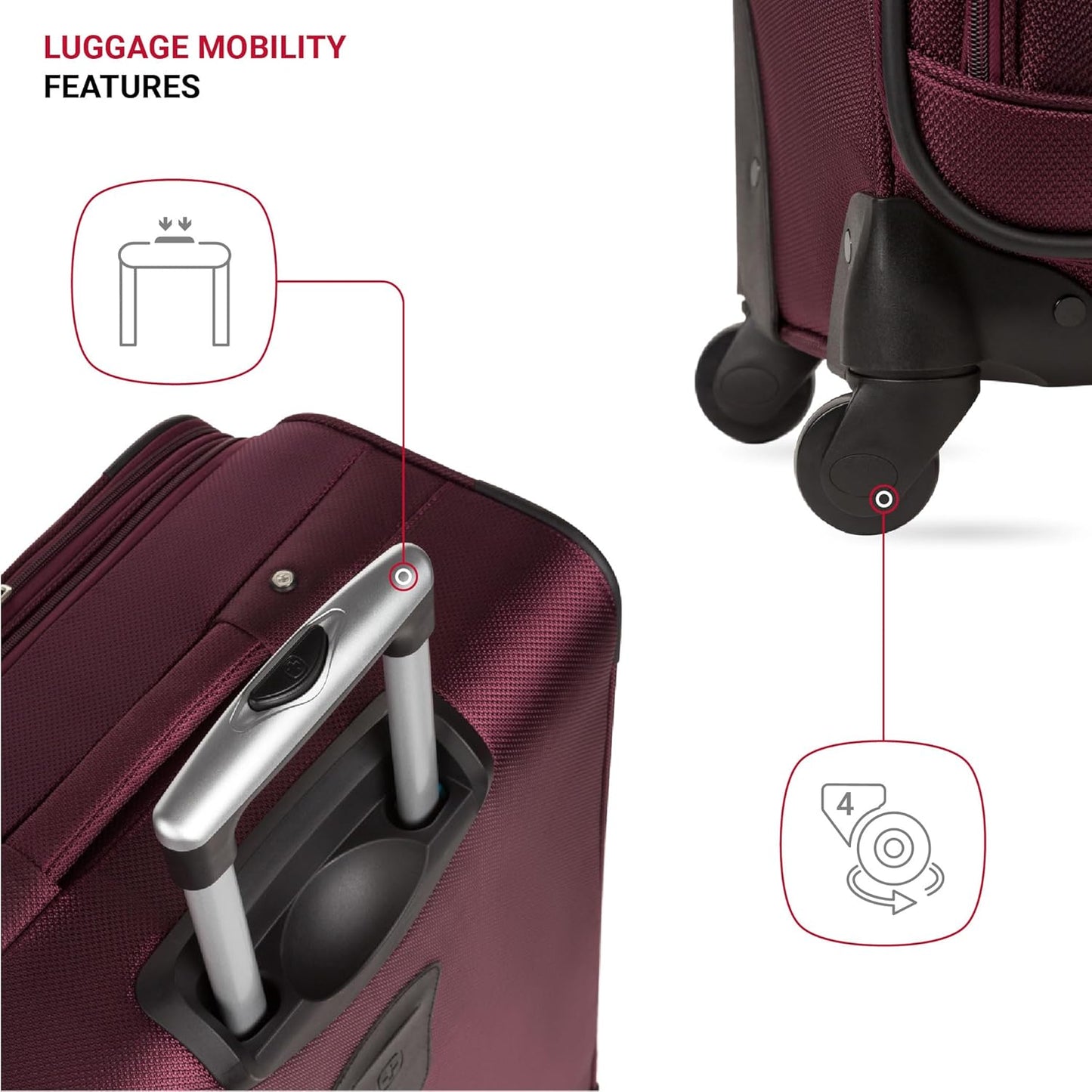 SwissGear Sion Softside Expandable Luggage, Merlot, 2-Piece Set (21/29)