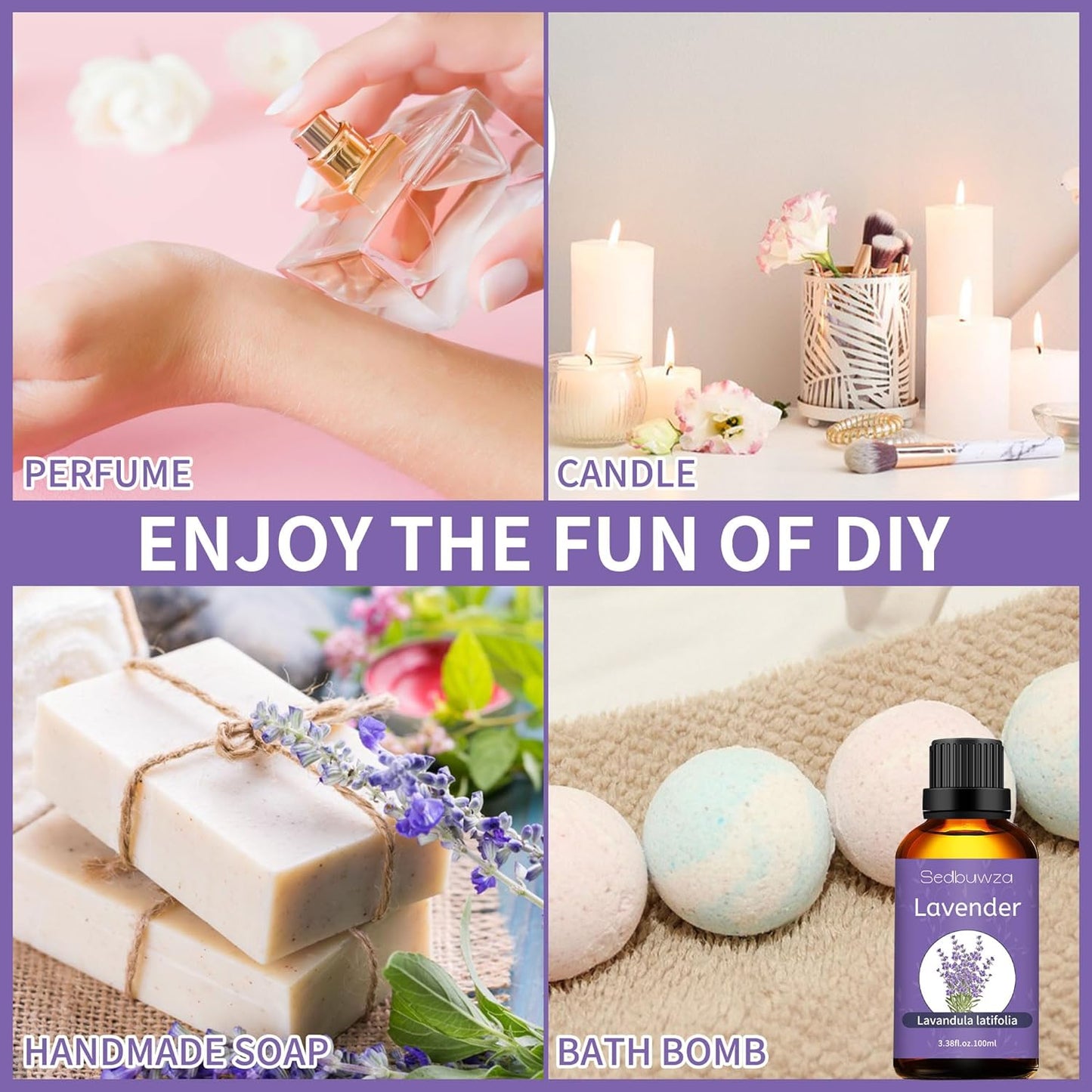 Sedbuwza Lavender Oil Essential Oil, 100% Pure and Natural Premium Lavender Fragrance Oil with Premium Glass Dropper for Diffuser, Aromatherapy Making - 3.38 Fl Oz/100ML