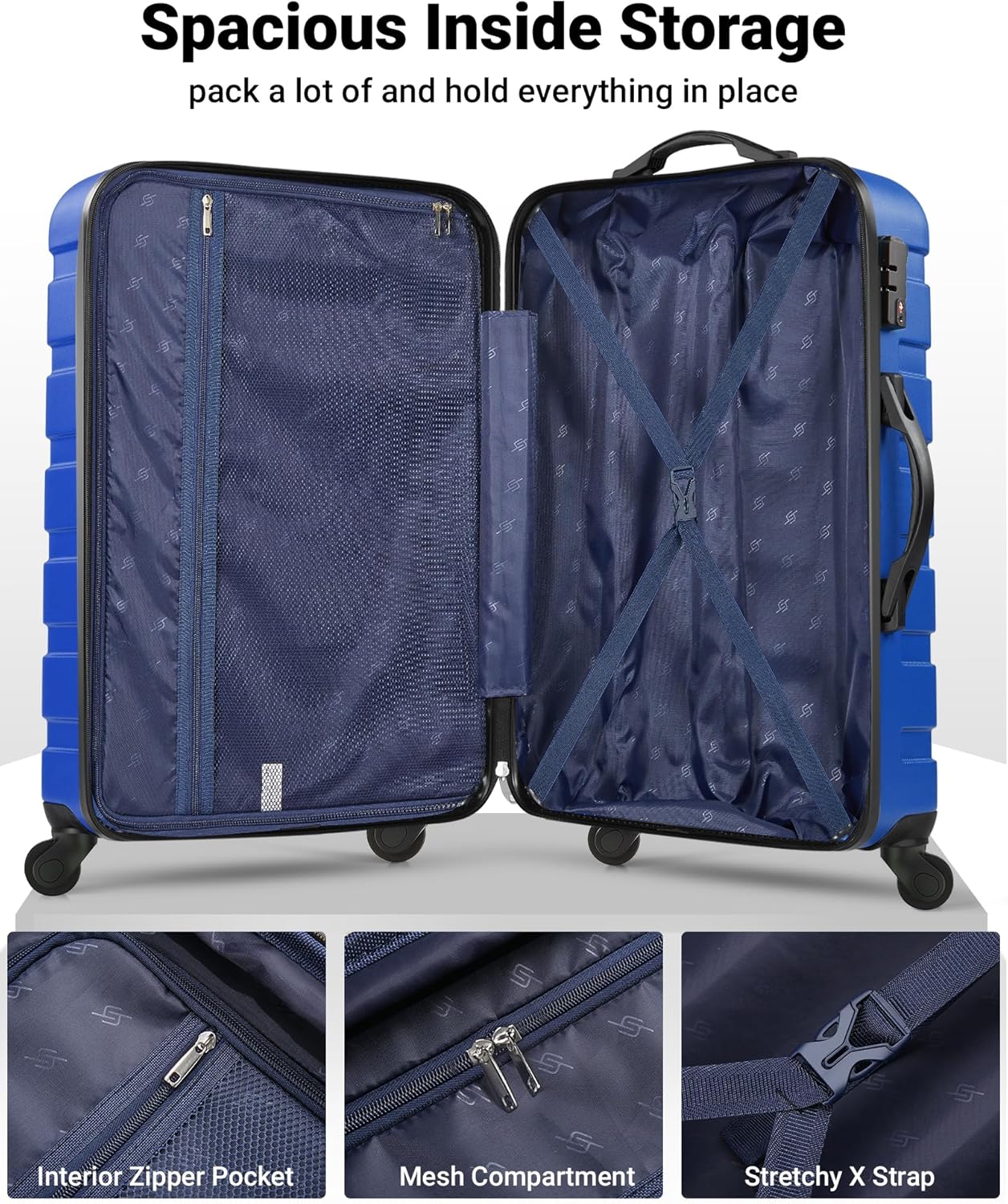 Suitour Luggage Sets 4 piece,Hardshell Lightweight Suitcase Sets with Spinner TSA Lock for Travel Business (16"/20"/24"/28")