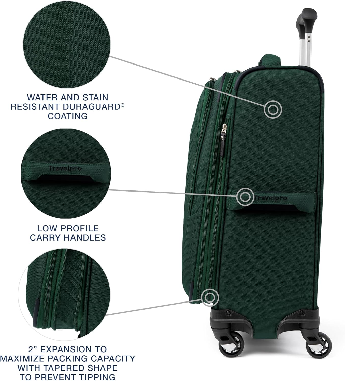 Travelpro Maxlite 5 Softside Expandable Luggage with 4 Spinner Wheels, Lightweight Suitcase, Men and Women, International, Forest Green, Carry-on 21-Inch