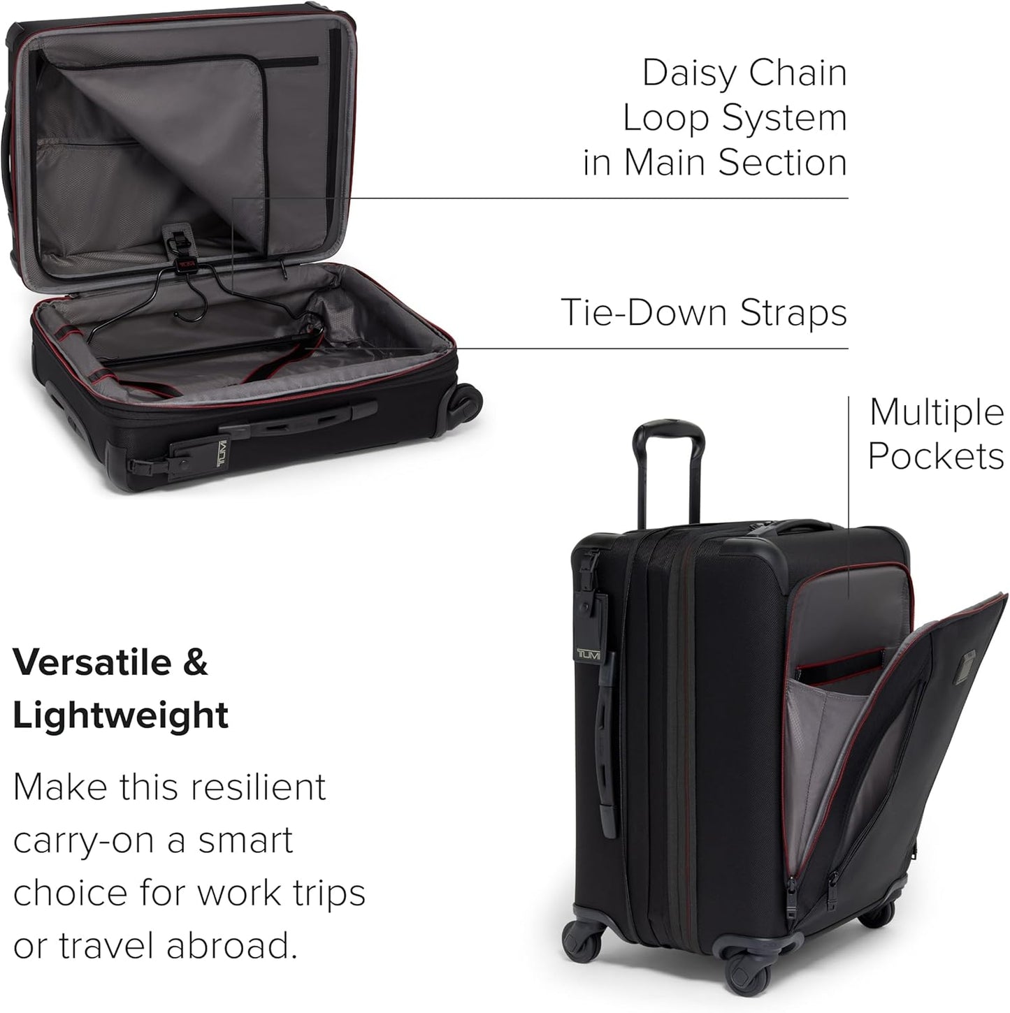 TUMI - Aerotour 4 Wheel Expandable Luggage - Men's and Women's Lightweight Business and Leisure Travel Suitcase - 21.75" Continental Expandable Carry-On, Black