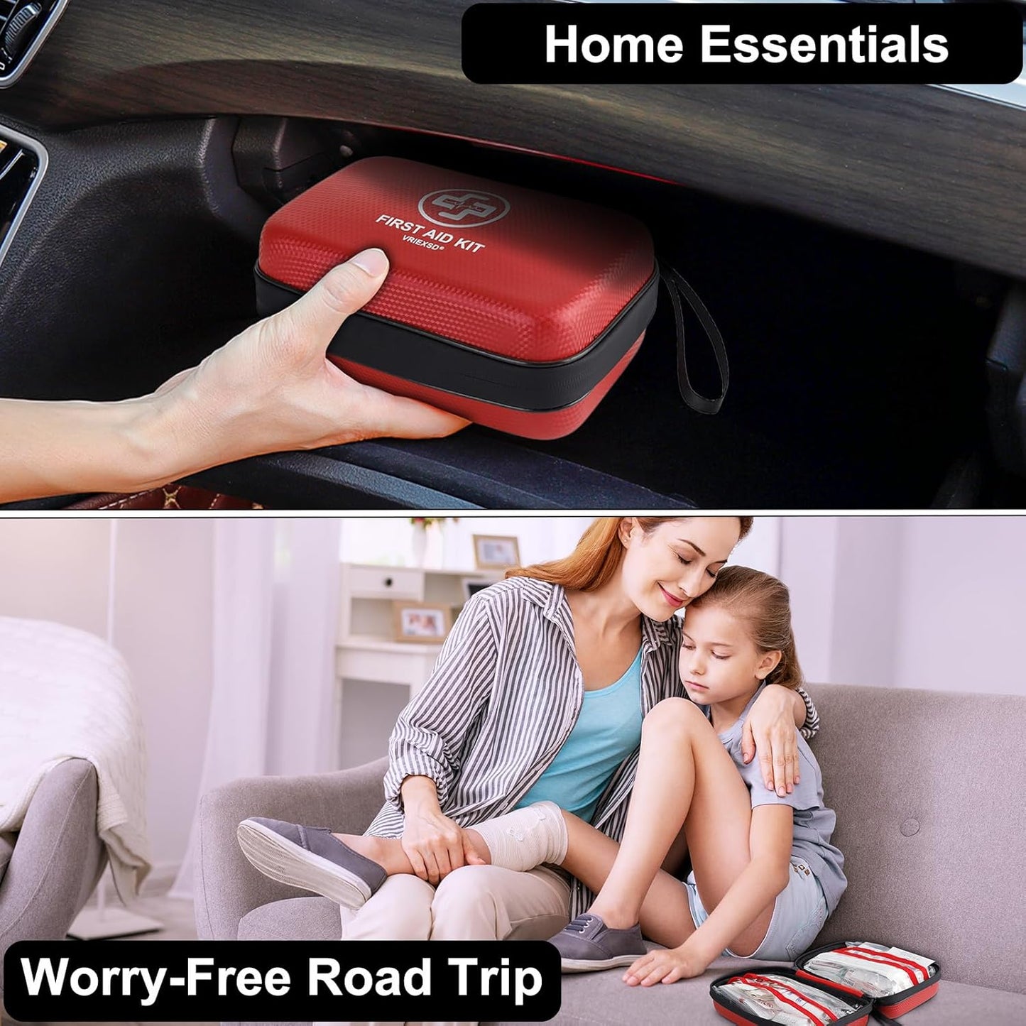 Premium First Aid Kit, 320 Piece Waterproof Hard Shell Eva First Aid Kit for Home, Camping, Cars, Hiking, Travel, Businesses & Outdoor Emergencies - Emergency Medical Kits (Red)