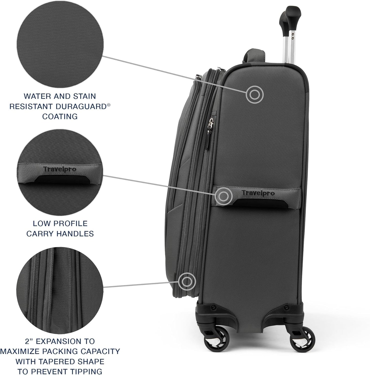 Travelpro Maxlite 5 Softside Expandable Luggage with 4 Spinner Wheels, Lightweight Suitcase, Men and Women, International, Shadow Grey, Carry-on 21-Inch