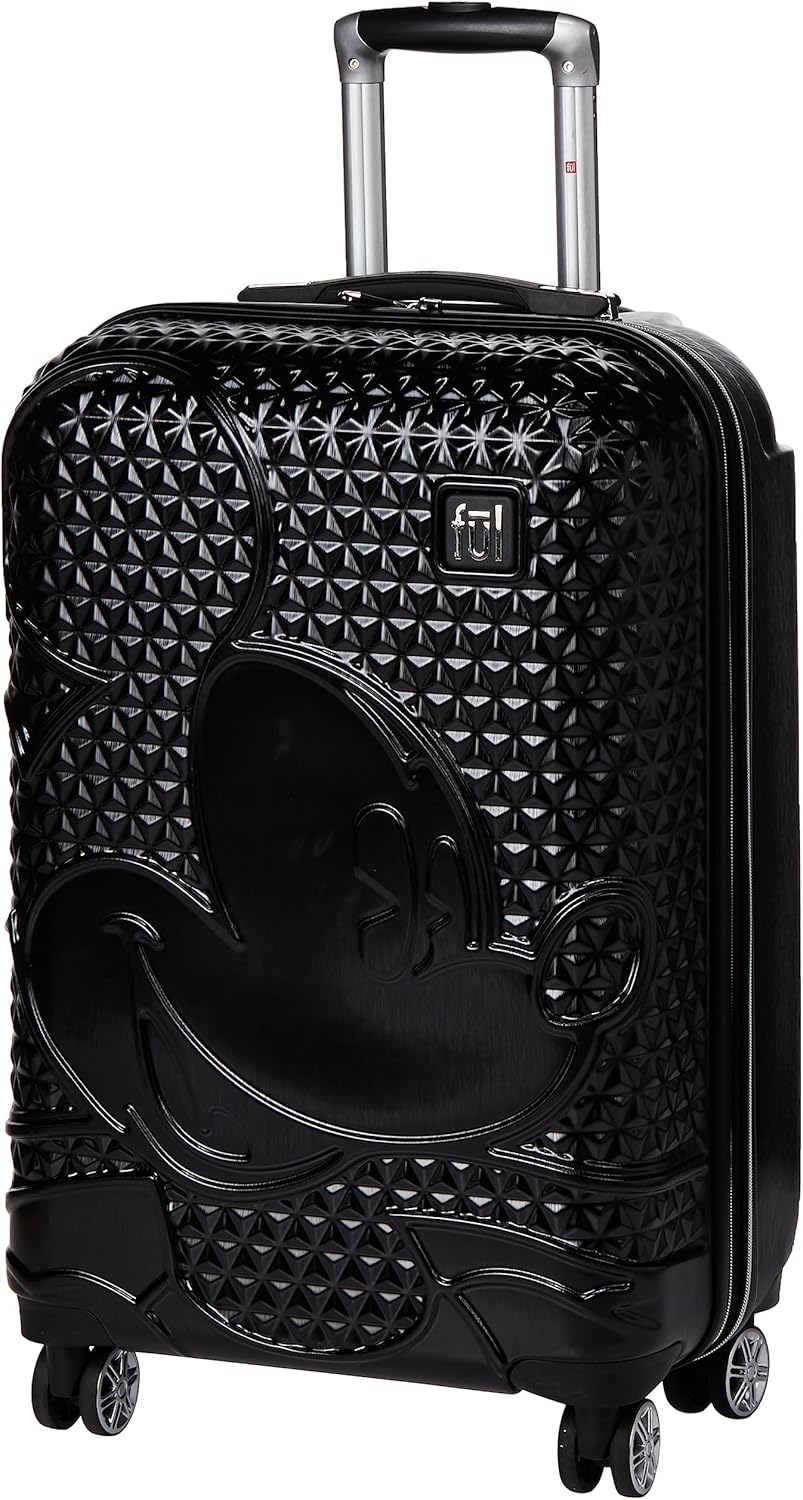 FUL Disney Mickey Mouse (Set of 3) Rolling Luggage Set, Hardside Suitcase with Spinner Wheels, 21 Inch, 25 Inch and 29 Inch, Black