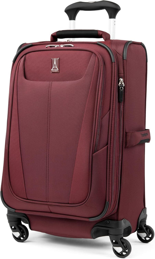 Travelpro Maxlite 5 Softside Expandable Luggage with 4 Spinner Wheels, Lightweight Suitcase, Men and Women, International, Burgundy, Carry-on 21-Inch