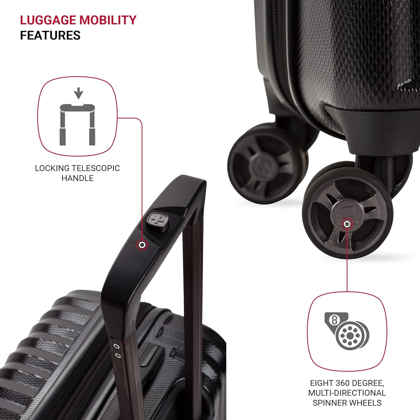 SwissGear 7272 Energie Expandable Hardside Luggage With Spinner Wheels and TSA Lock, Black, Checked-Medium 24-Inch