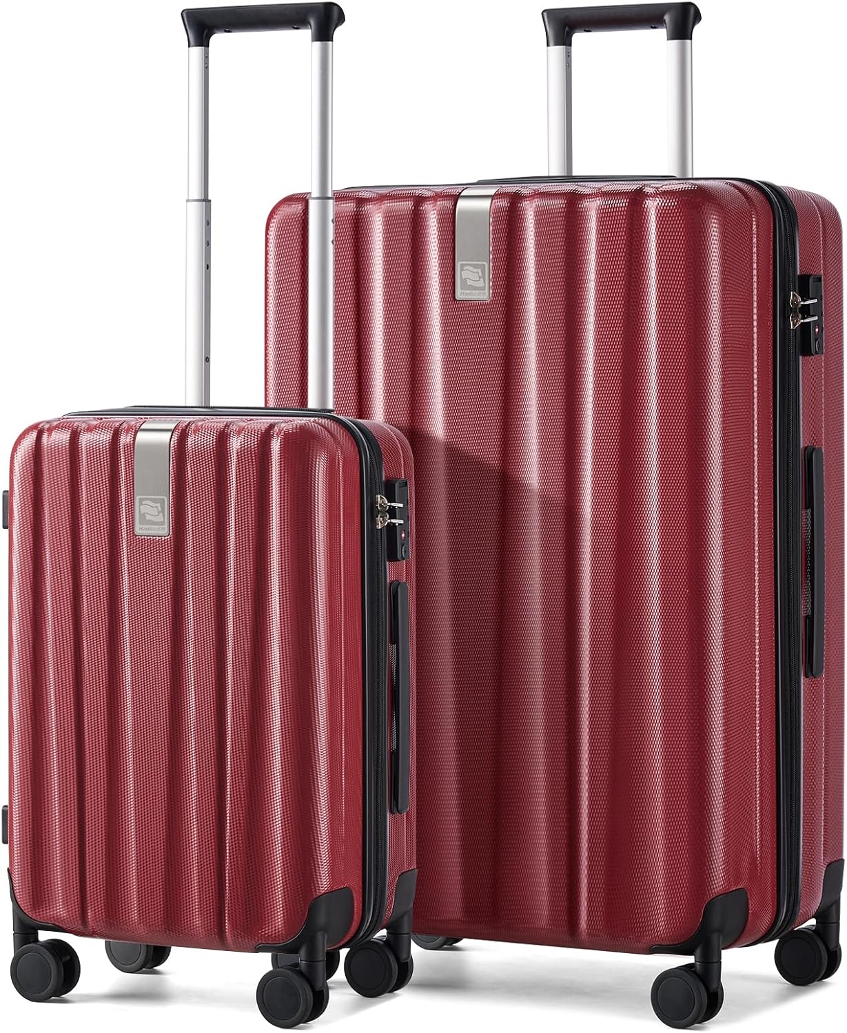 Hanke Luggage Sets 2 piece Carry On Luggage with Wheels PC Hard Shell Suitcases Lightweight Checked Travel Luggage Large Travel Suitcase Woman Men 20/29 Inch （Burgundy）