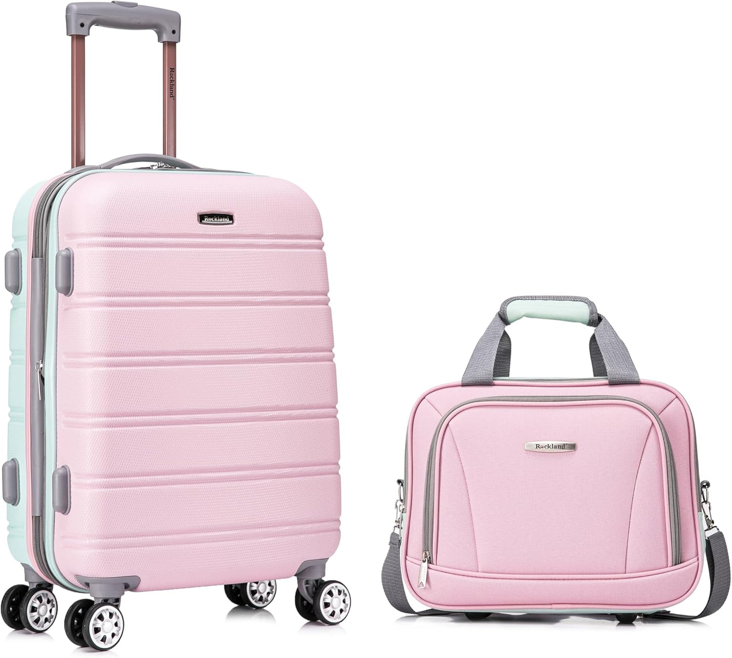 Rockland Melbourne Hardside Expandable Spinner Wheel Luggage Set, Mint, Carry-On 20-Inch and Tote 14-Inch
