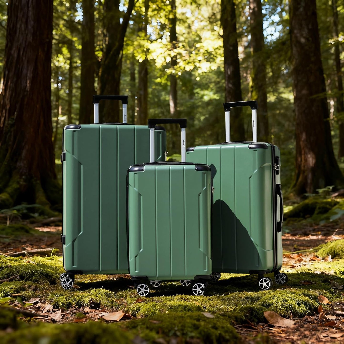 Merax Luggage Sets 3-Piece Hardshell with Spinner Wheels Lightweight Suitcase with Corner Guards (Green, 20/24/28)