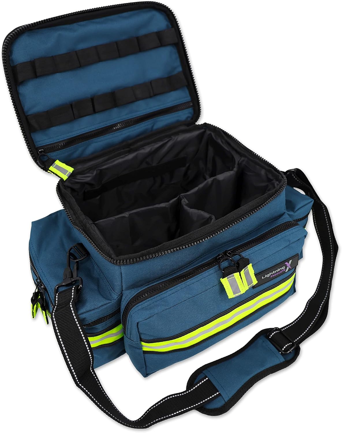 Lightning X Products Lightning X Mid-Sized First Responder EMT Bag | LXMB25 Fully Stocked Aid Kit w/ 200+ BLS Supplies - Blue