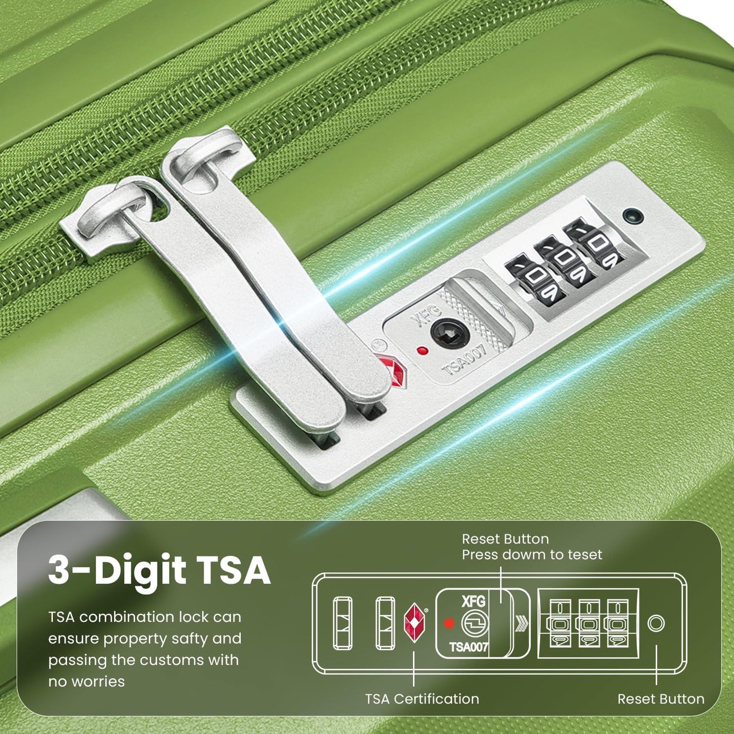 4-Piece Expandable Hardshell Luggage Set with TSA Lock (14/20/24/28) - Lightweight PP Suitcases, 360° Silent Spinner Wheels and Durable 100LB Handle for Air Travel (C# Olive Green)