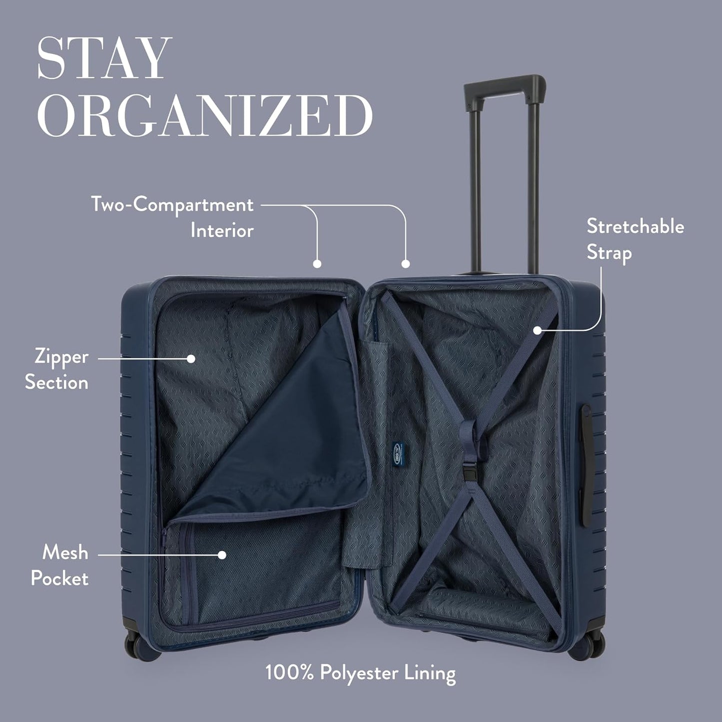 Bric's B|Y Ulisse Spinner Suitcase, Expandable Hard Shell Luggage with TSA Lock and Smooth 360° Wheels 28" – Ocean Blue