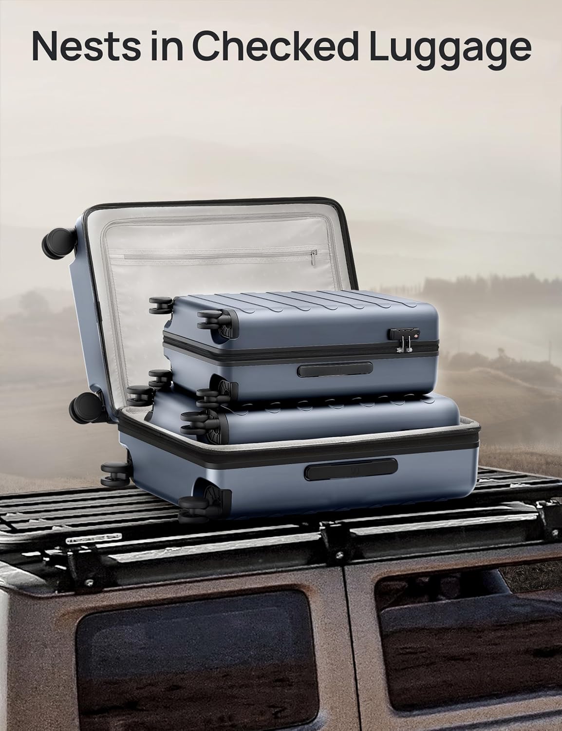 NINETYGO Carry On Luggage 22x14x9 Airline Approved, 20 Inch Luggage with Smooth Spinner Wheels, Expandable, Hard Shell PC Suitcase, Lightweight Travel Luggage, TSA Approved (Shadow, Rhine Max)