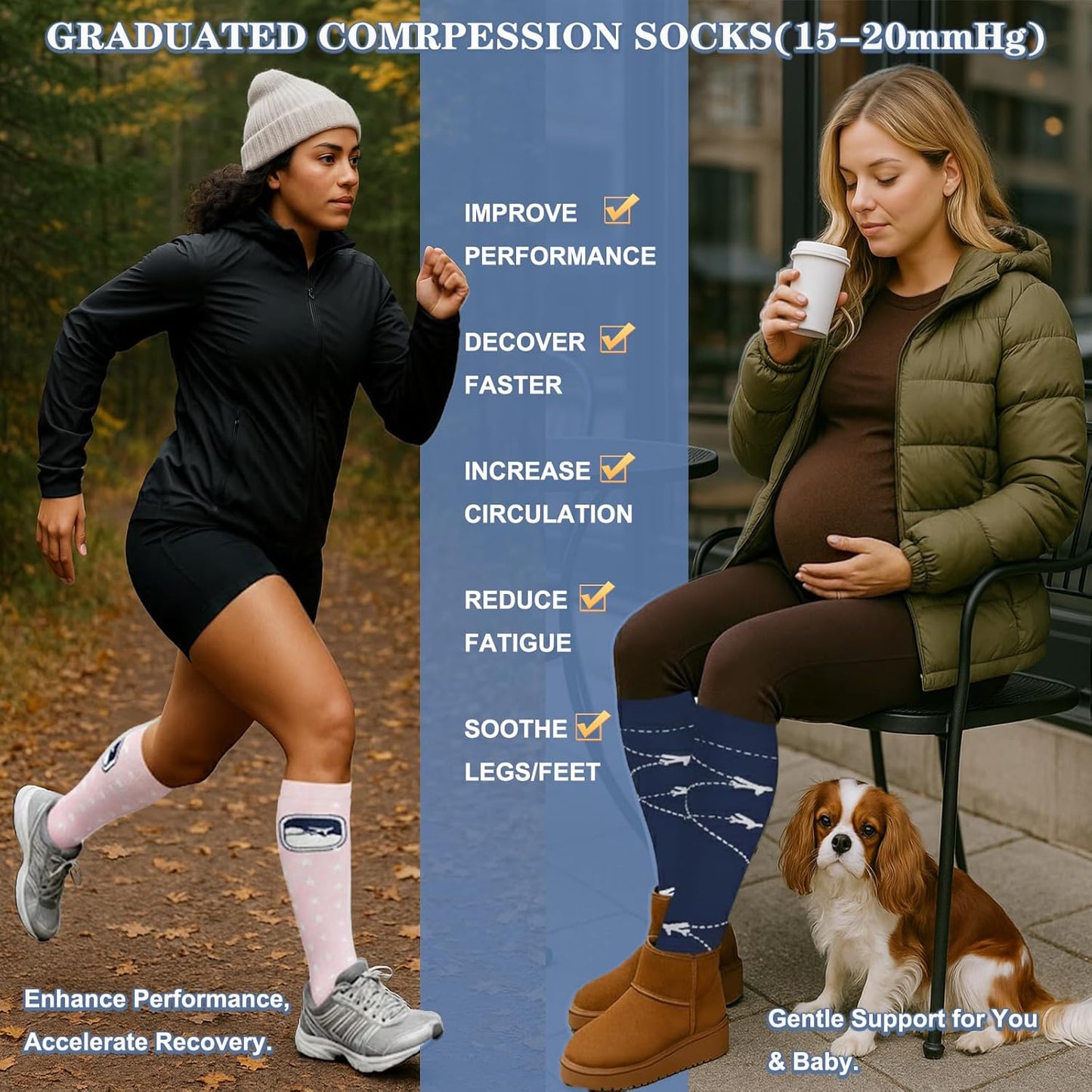 Compression Socks for Women and Men Circulation (3 Pairs) is Best Support for Running Athletic Cycling Hiking