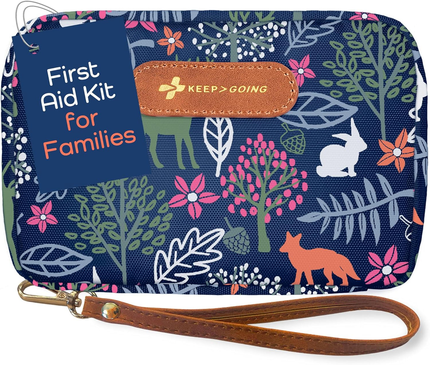 KeepGoing Travel First Aid Kit for Kids – 130 Pc. for Car, Home, Purse, Diaper Bag & Backpack with Latex-Free Bandages - Mini First Aid Kit Travel Size TSA-Approved