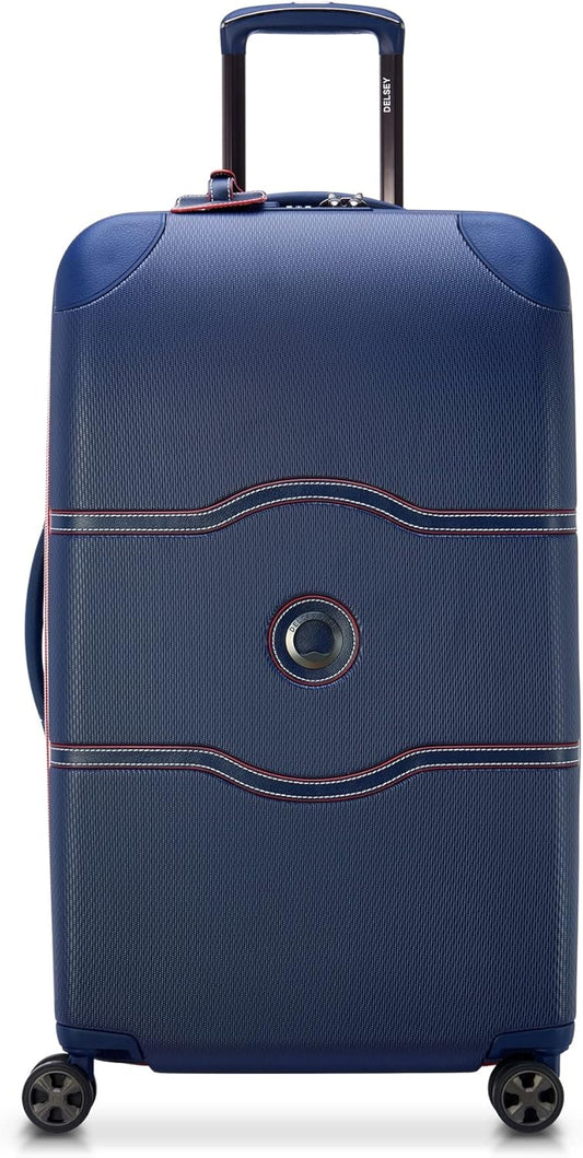 DELSEY PARIS Chatelet Air 2.0 Hardside Luggage Trunk with Spinner Wheels, Navy, Checked-26 Inch Trunk