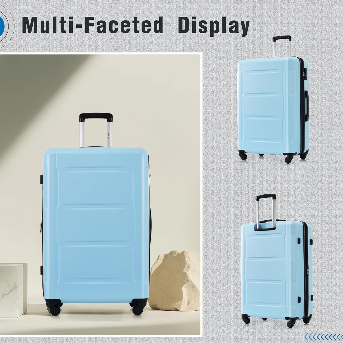 Merax Luggage Set 2 Piece Suitcase Sets with Spinner Wheel,Lightweight Hardside Expandable Travel Laggage with TSA Lock,Suitcase with Travel Bag(20"/28",Baby Blue)