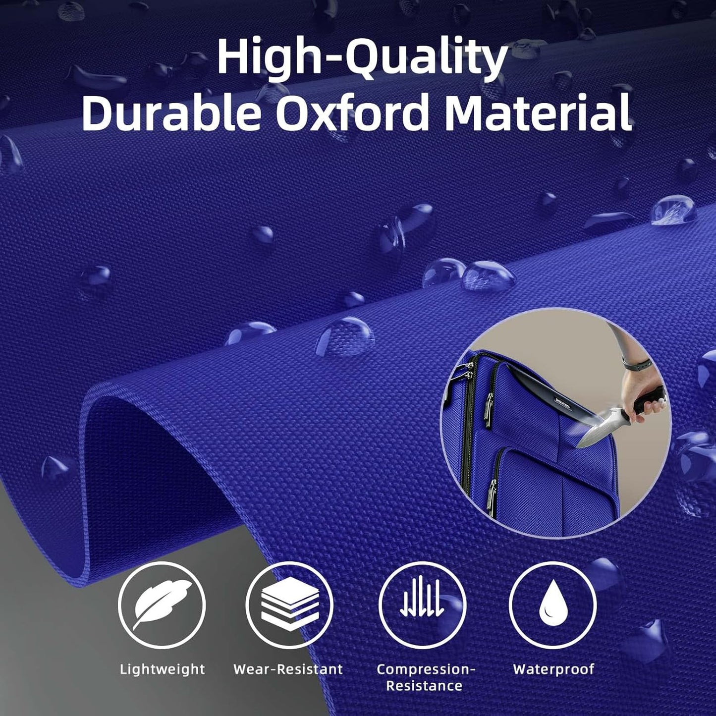 SHOWKOO Luggage Sets 3 Piece Softside Expandable Lightweight Durable Suitcase Sets Double Spinner Wheels TSA Lock Royal Blue (20in/24in/28in)