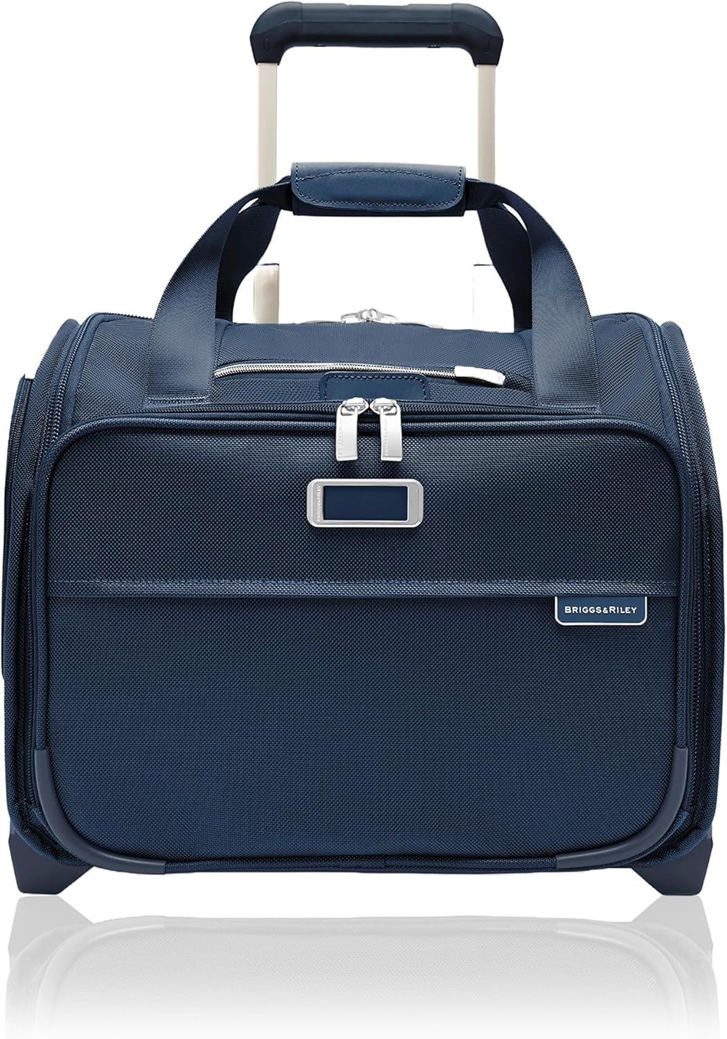 Briggs & Riley 2-Wheel Cabin Bag - Carry On Luggage for Travel, Suitcases with Wheels, Softside Rolling Bag for Men & Women, Interlocking Handle, Self-Repairing Zipper - Baseline Collection, Navy