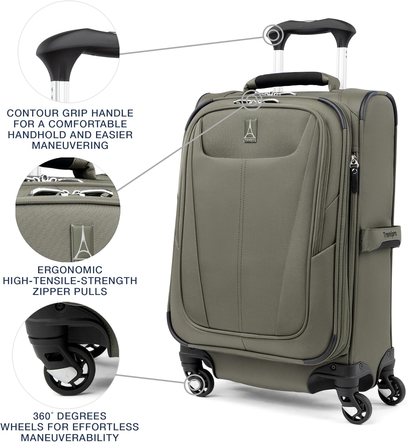Travelpro Maxlite 5 Softside Expandable Compact Carry-On Luggage with Spinner Wheels, Lightweight, 20-Inc— Slate Green