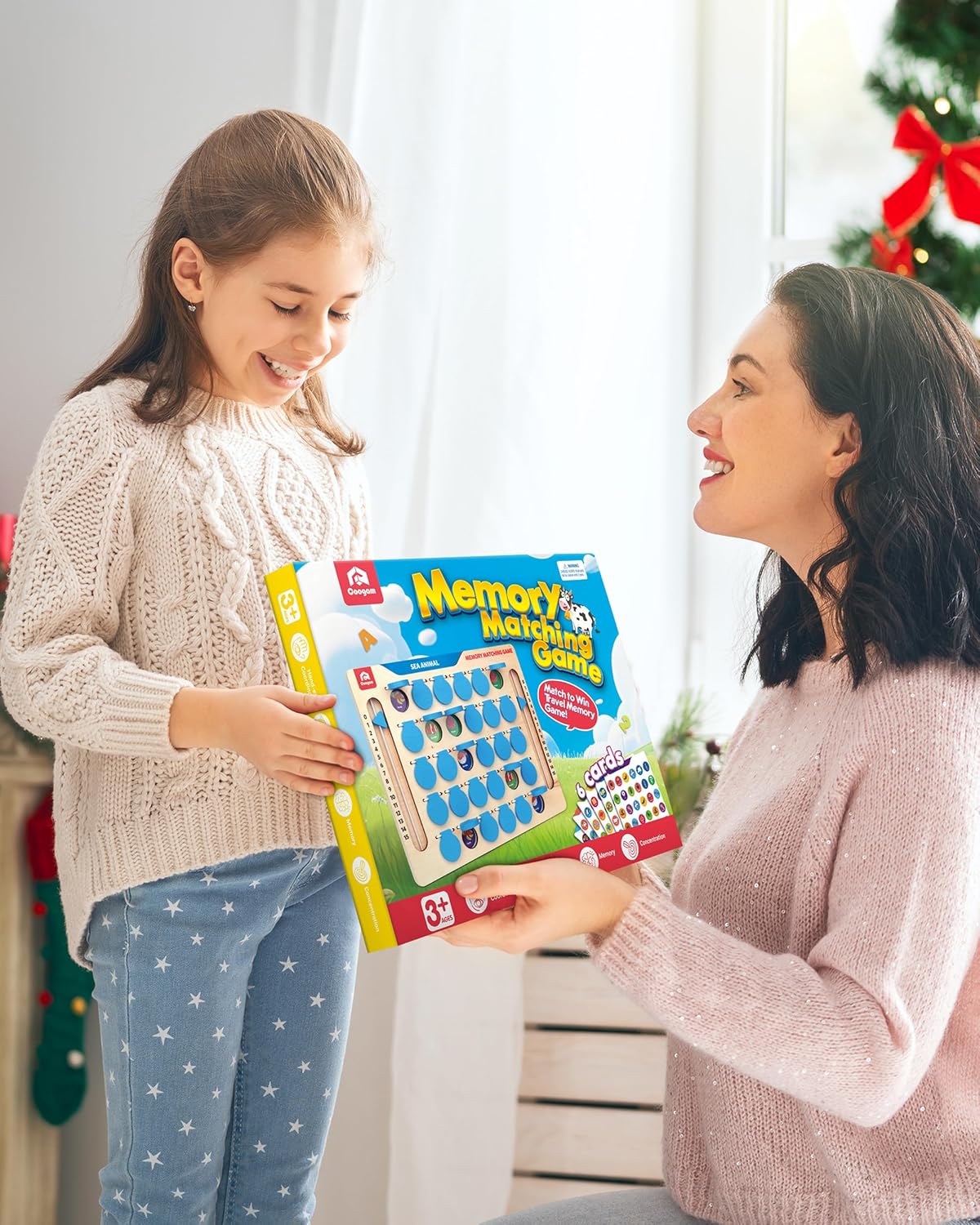 Coogam Memory Matching Game, Wooden Board Travel Toy with Memory Cards, Essential Activity for Road Trip Airplane/Car/Camping, Fine Motor Educational Gift Toy for 3 4 5 Year Old Kids