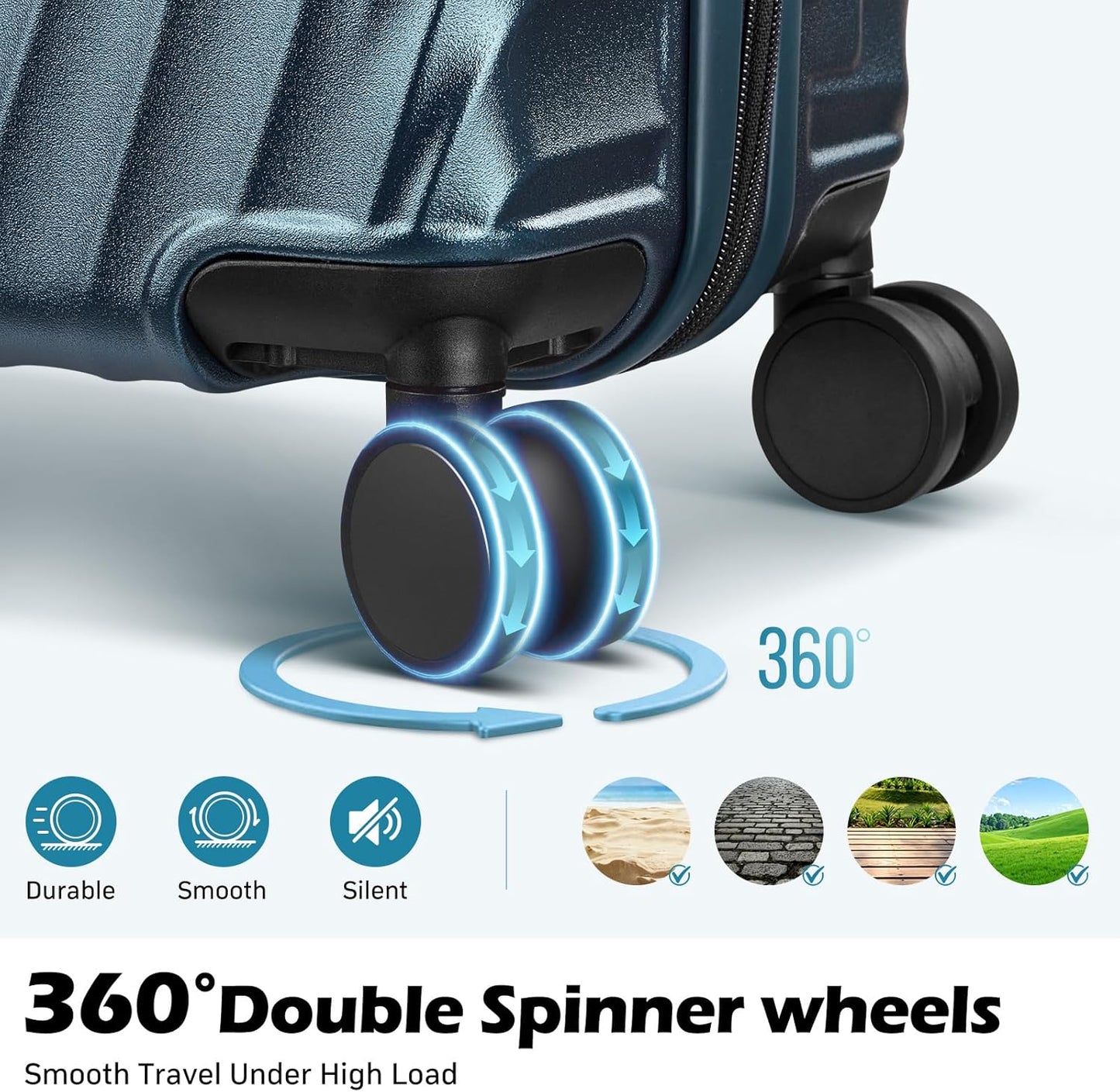 Luggage sets 3 piece with Spinner Wheels, PC Hard Shell Travel Luggage, Carry On suitcase with TSA Lock,YKK Zippers,Charcoal Metallic (Dark Green, 3 Piece Sets(20/24/28))