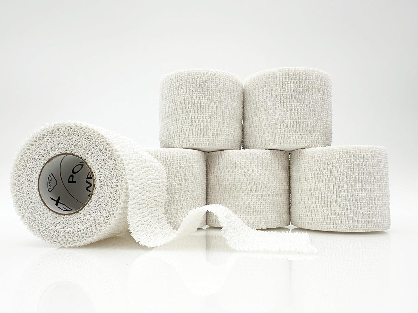 PowerFlex – Self-Adhering Sports Wrap for Injury Prevention & Post-Injury Stability – Medical-Grade, Sweat & Water Resistant First Aid Wrap for Athletes - White, 2 inch, 6 Rolls