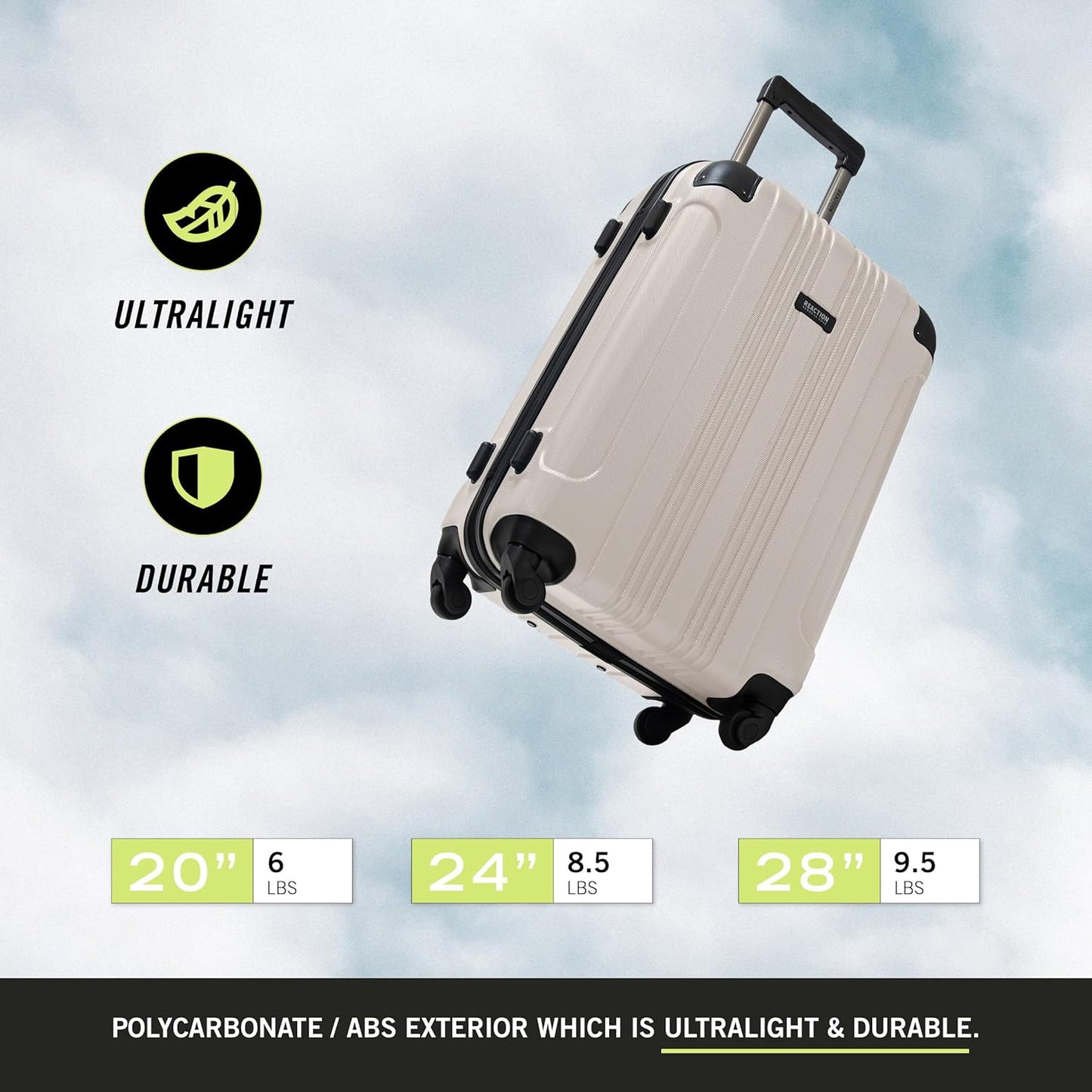 Kenneth Cole REACTION Bounds Lightweight Hardshell 4-Wheel Spinner Luggage, Mushroom, 28-Inch Checked